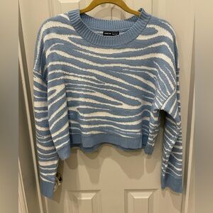 SHEIN Zebra Pattern Sweater in Blue and White